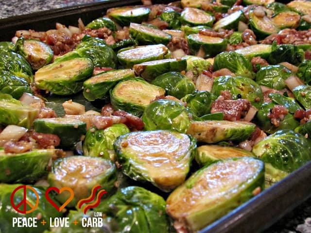 Balsamic Brussels Sprouts with Maple Bacon | Peace Love and Low Carb 