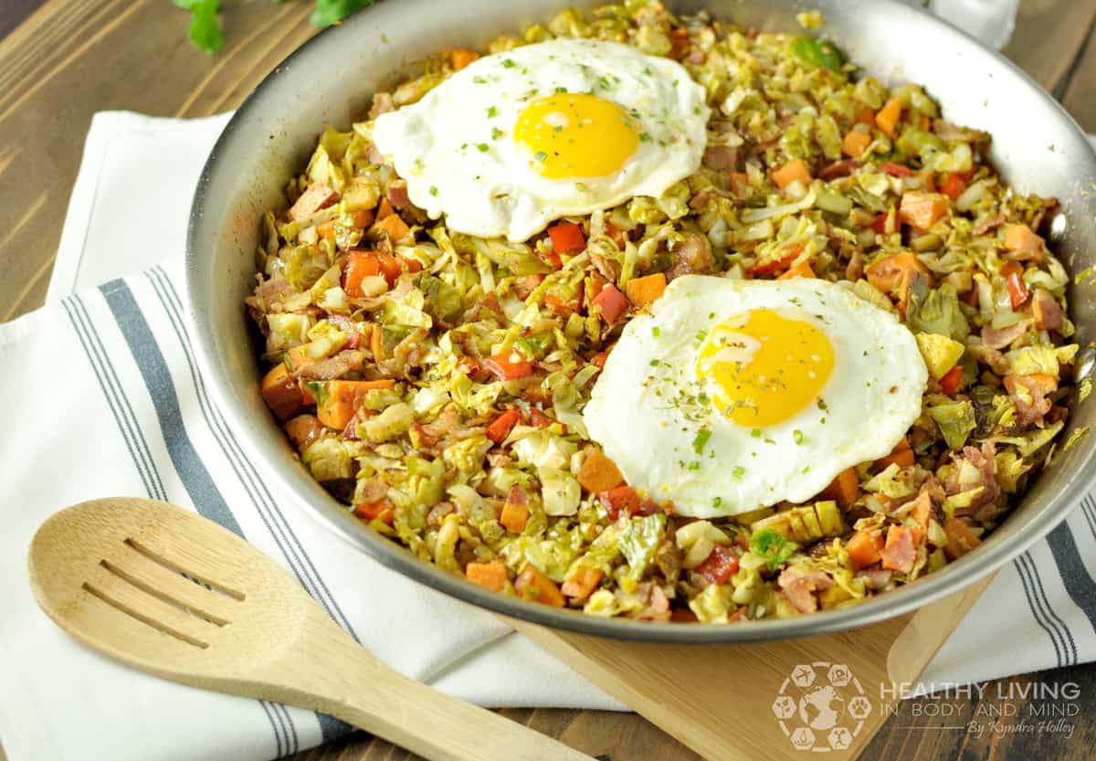 Brussels Sprouts, Sweet Potato, and Bacon Hash | Healthy Living in Body and Mind