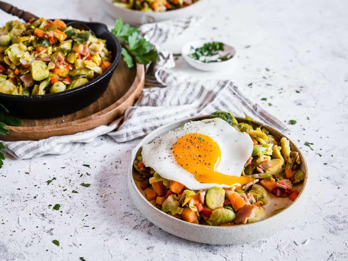 Brussels Sprouts, Sweet Potato, and Bacon Hash - Paleo, Whole30 ...