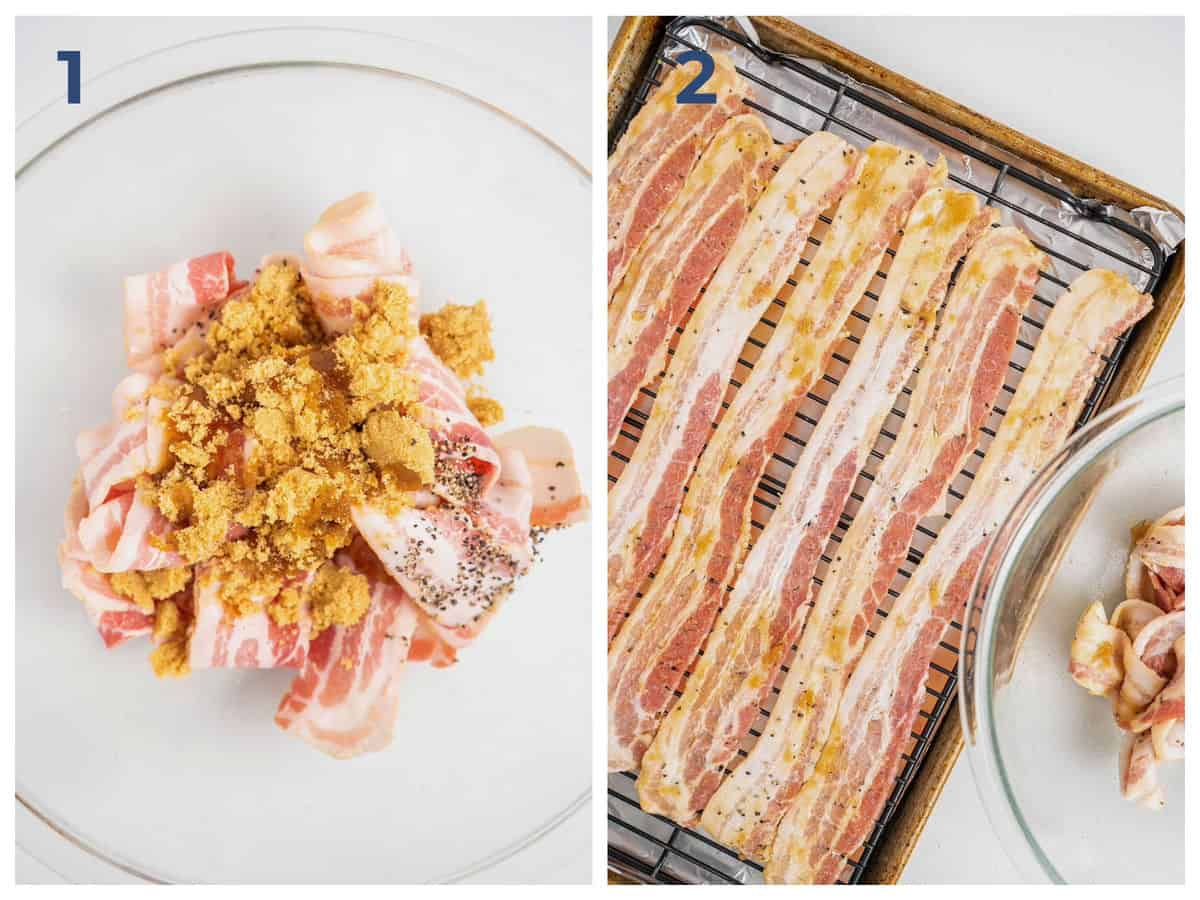 Step by step instructions for how to make ow carb Candied Bacon