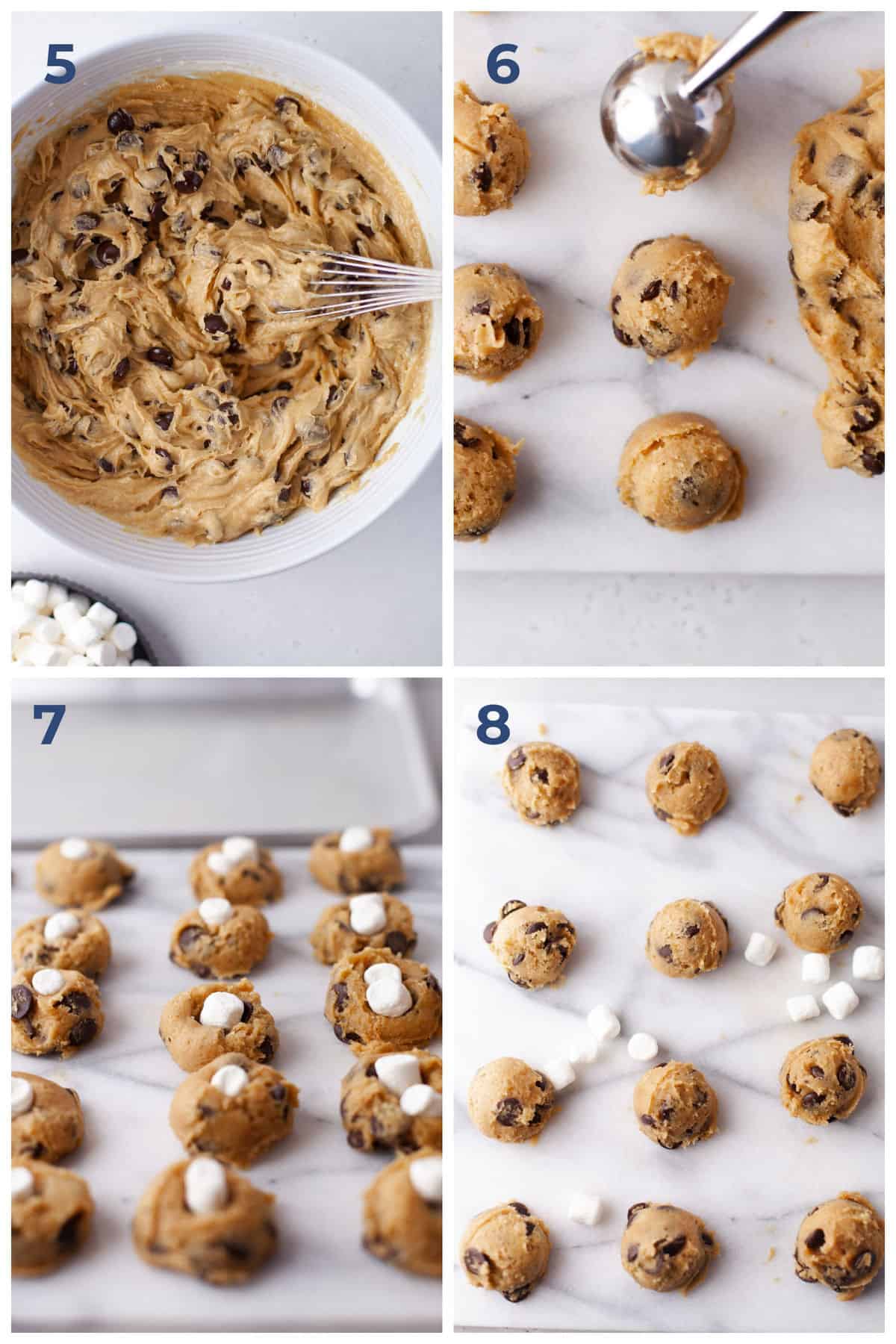 Step by Step Instructions for making Chewy Marshmallow Chocolate Chip Cookies