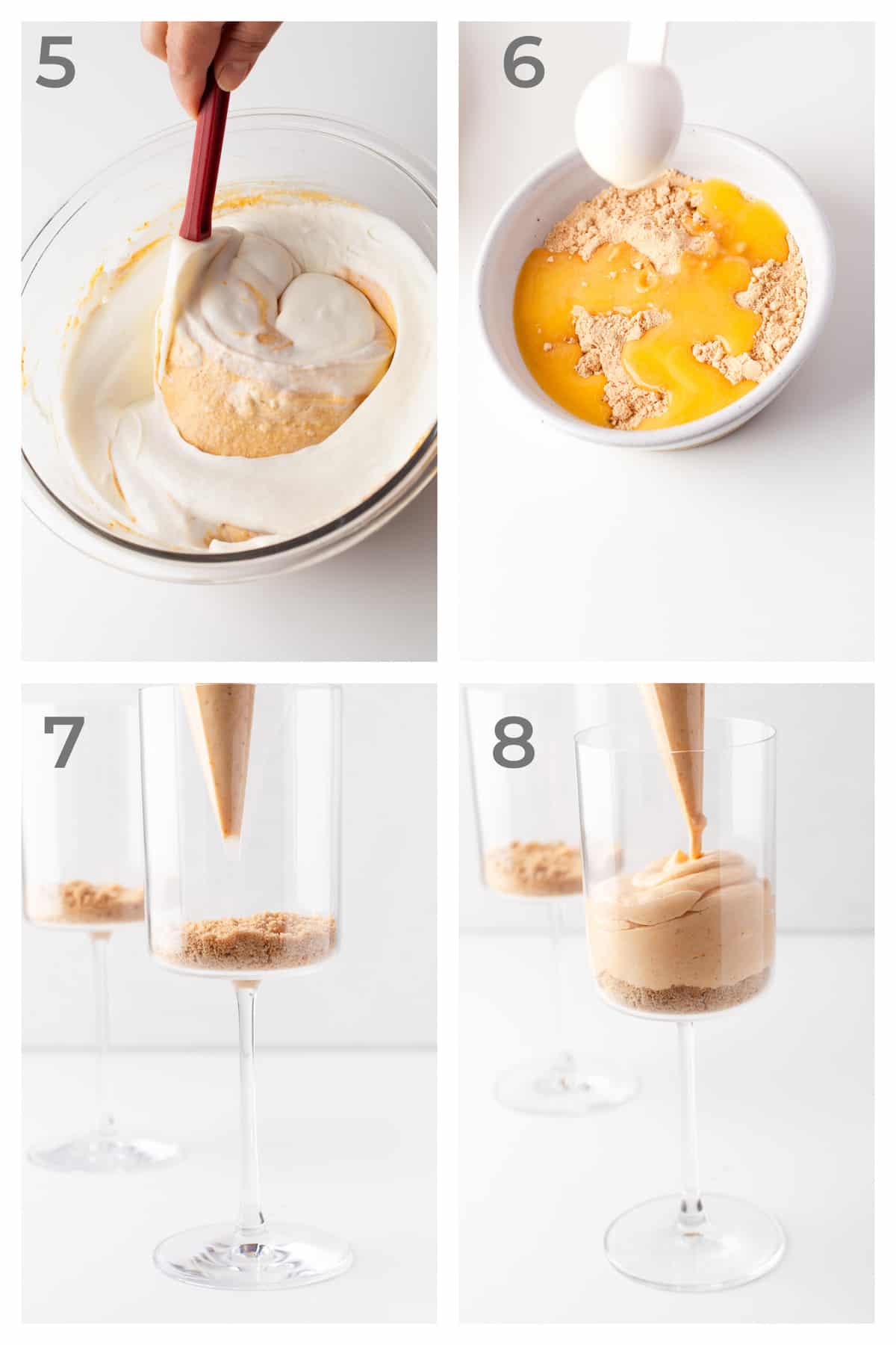 step by step instructions for making a pumpkin cheesecake mousse dessert