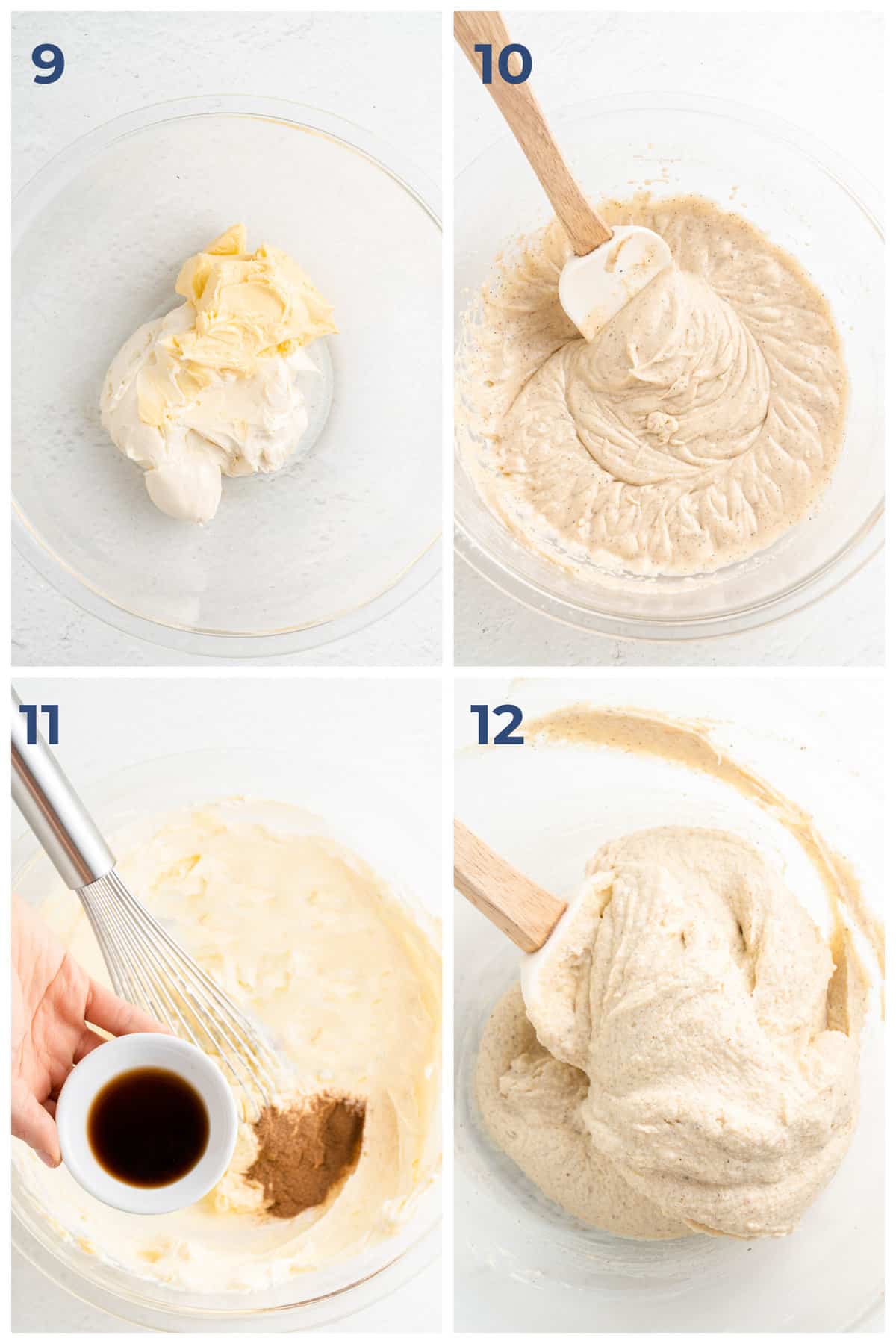 Step by step instructions for how to make keto pumpkin cupcakes with cream cheese frosting.