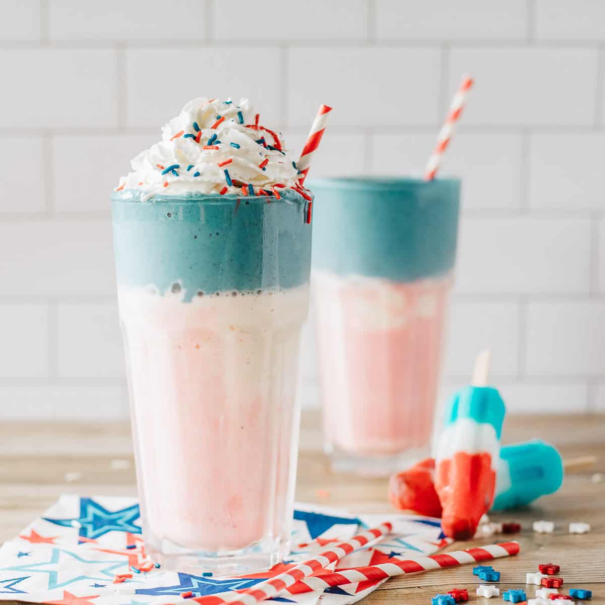 Red White and Blueberry Milkshake - Hungry Foodie