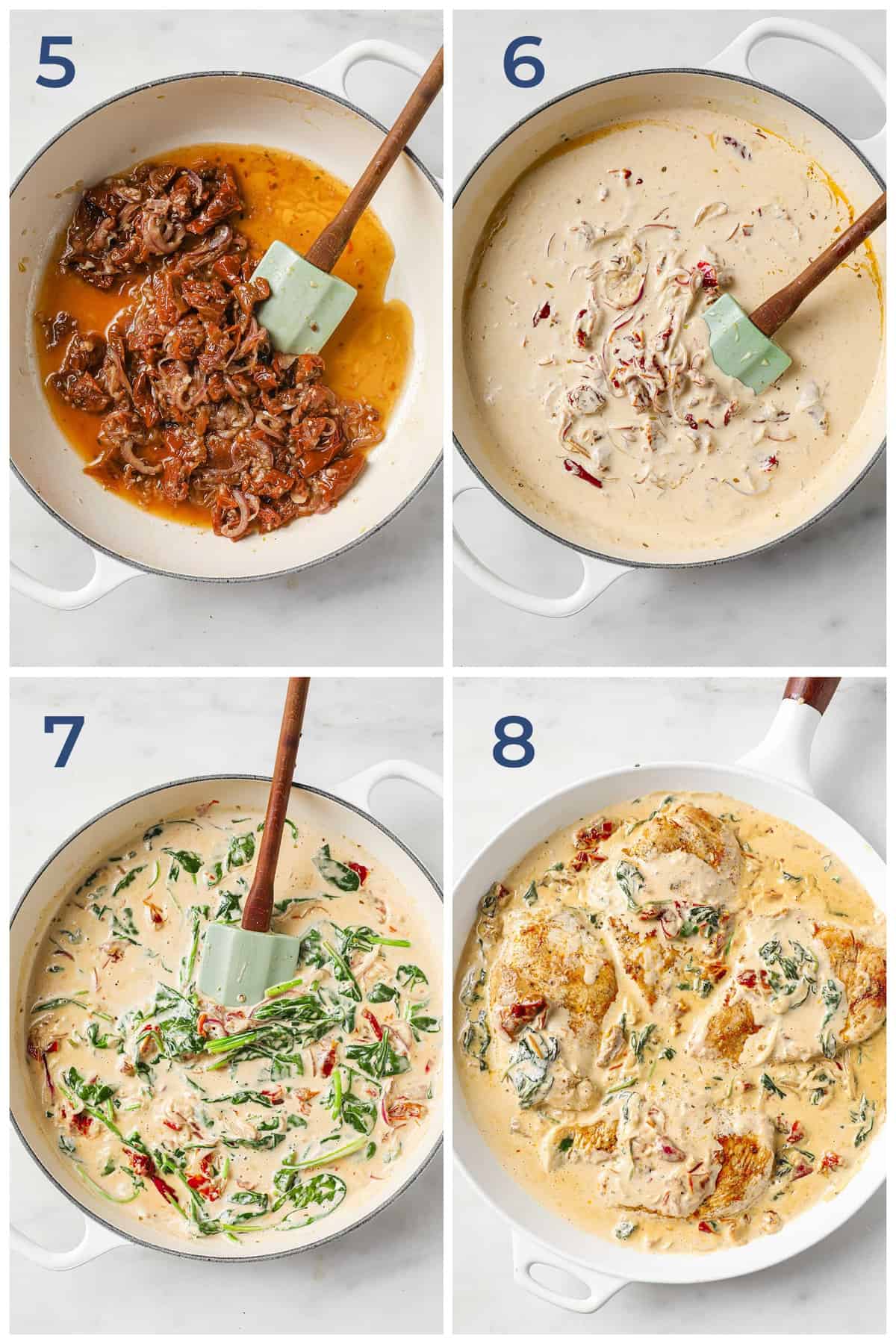 Step by step photo instructions for how to make a creamy  tuscan chicken recipe (Marry Me Chicken Recipe).