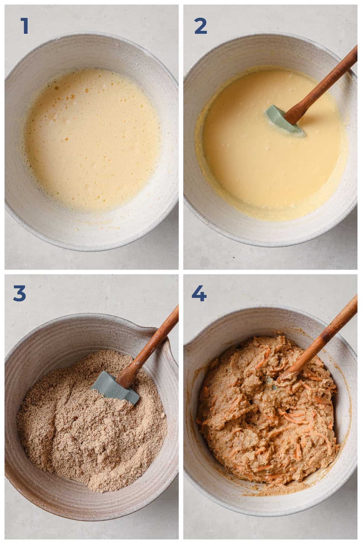 Step by step photo instructions for how to make a low carb and gluten free carrot cake.